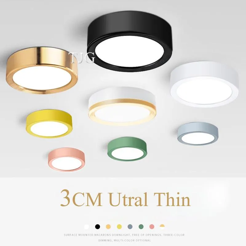 Downlights Led Downlight Modern Colorful Colorful Teto Lâmpada Montada de superfície 3W 5W 7W 10W Ultra Fin Bedroom Room Iluminação 220V