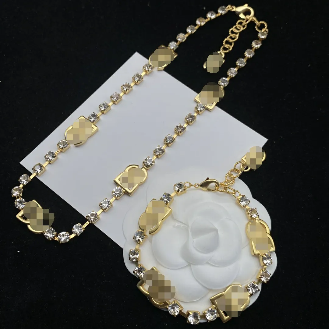 Vintage Crystal Patchwork Micro Inlays Necklace Set Gold Design ...