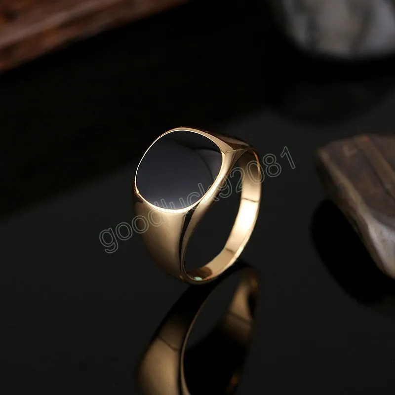 Schwarze Ringe für Männer Vintage Gold versilbert Fingerring klassische Verlobung Hochzeit Luxus Schmuck Geschenk männlichen Ring