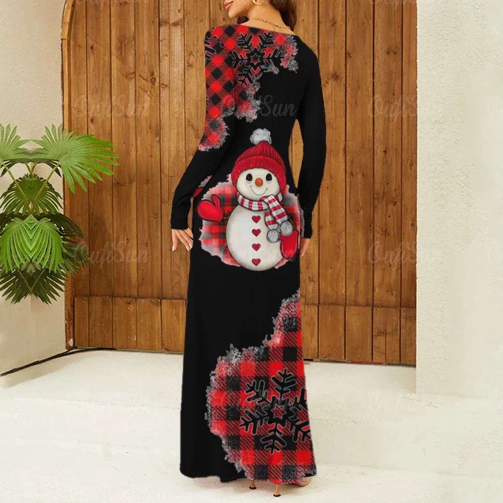Snowman Womens Christmas Gowns Gradient Snowman Print Christmas