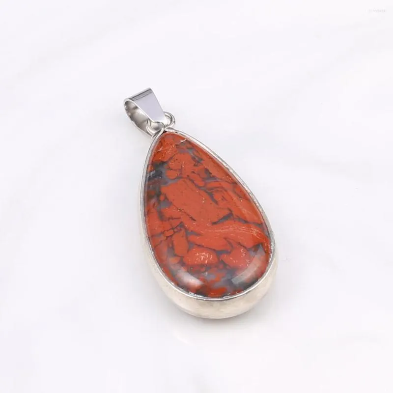 Charms Natural Stone Pendant Water Drop Shape African Blood för smycken som gör DIY -armband Halsbandörhängen Tillbehör