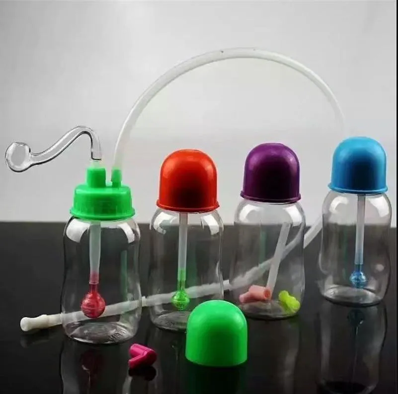 Pipa da fumo Mini bong in vetro per narghilè Bottiglia per il fumo in plastica a forma di metallo colorato Bottiglia per il latte