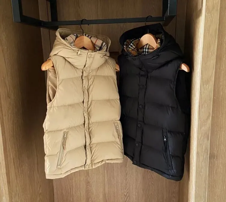 Designerjacke Damen Daunenweste ärmellose Pufferjacken mit Kapuze Damenmantel