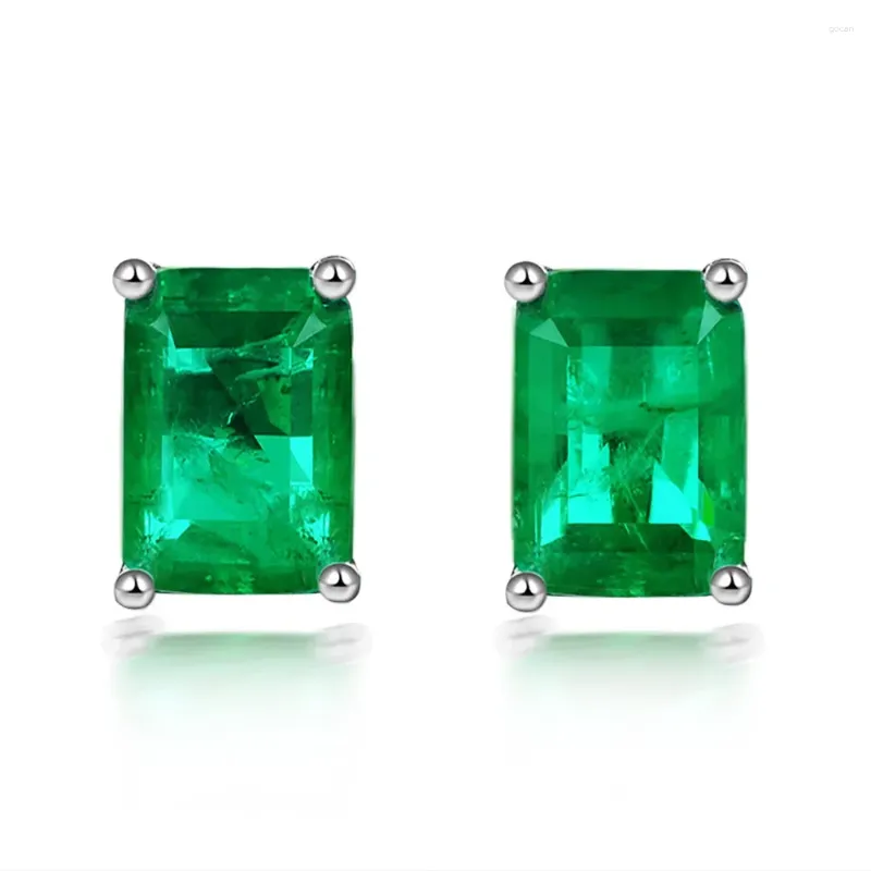 Stud Earrings Elegant Vintage Simulation Emerald For Women Top Quality 925 Sterling Silver Green Zircon Party Jewelry Gift