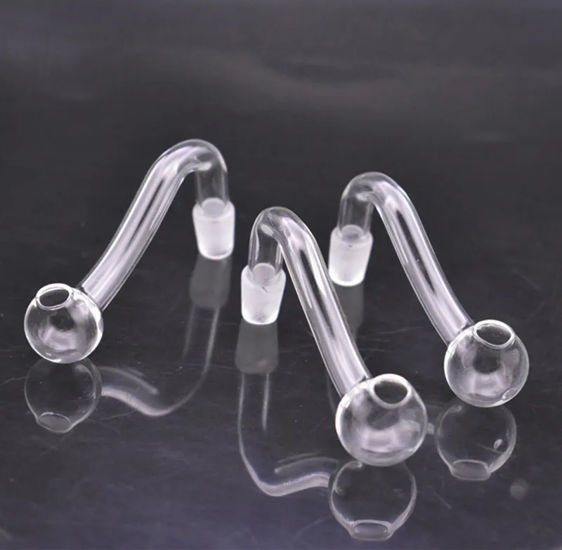 100pcs High Quality Glass Oil Burner Pipe 10mm 14mm 18mm Male Female Bubbler Smoking Water Pipes Bent Banger Oil Nail Pipe for Dab Rig Bong Accessories