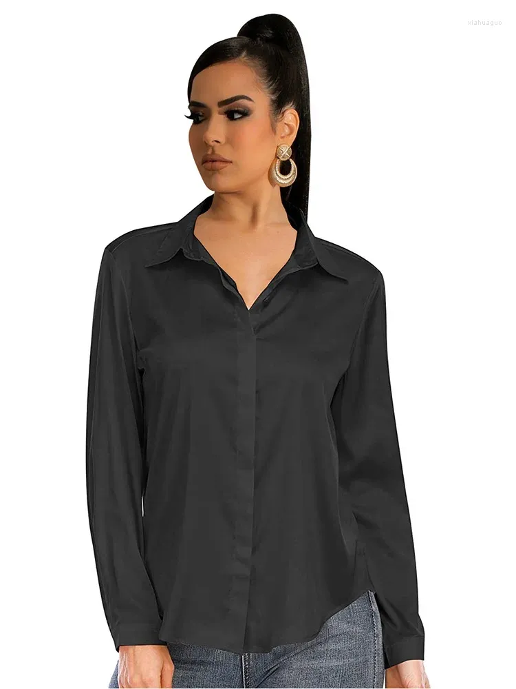 Camicette da donna 2023 Camicia con colletto alla rovescia di colore solido I miei ordini Casual Ropa Mujer T Femme Top da donna Camisas De Blouse da donna