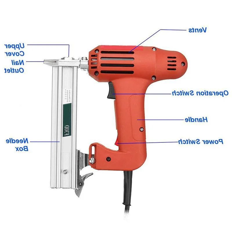 Freeshipping Chiodatrice elettrica 10-30Mm 220V 1800W Chiodo dritto Strumento per la lavorazione del legno Leggero Portatile Velocità di cottura 60 / Min Akuud