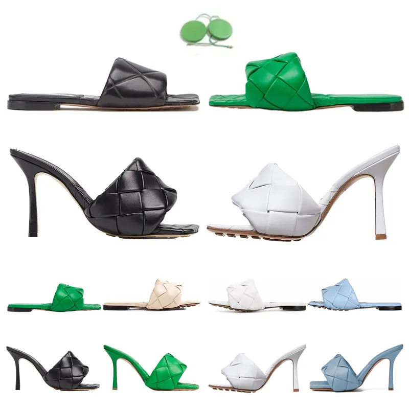 Scarpe abiti da lido tacchi piatti sandali designer tessuto femminile pantofole quadrate da donna con tacchi alti tacchi da scarpe veste di punta di punta fossion