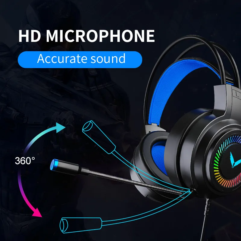 G58 computer headset head wearing gaming game 7.1 channel eating chicken wired headset with microphone headset