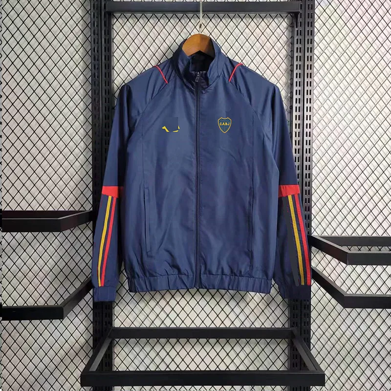 Boca Juniors veste homme coupe-vent maillots fermeture éclair complète col montant coupe-vent hommes mode loisirs sport manteau