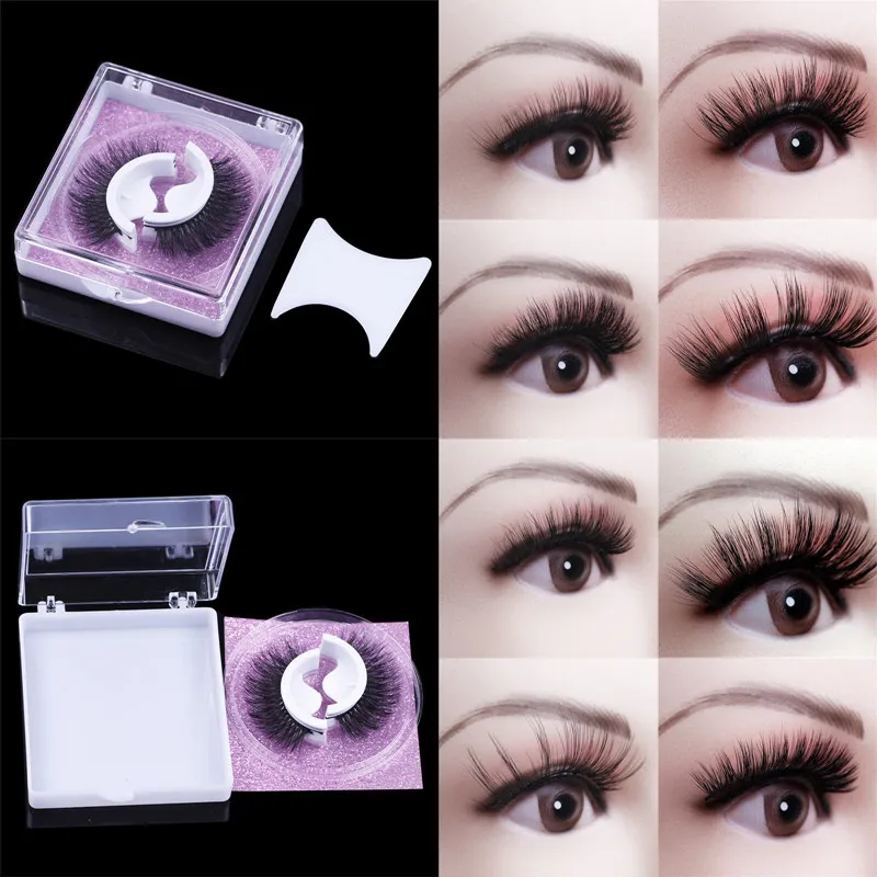 Pestañas autoadhesivas Pestañas postizas con caja No se necesita pegamento Delineador de ojos Pestañas reutilizables Aspecto natural Tenue Grueso Impermeable Fácil de poner Regalo