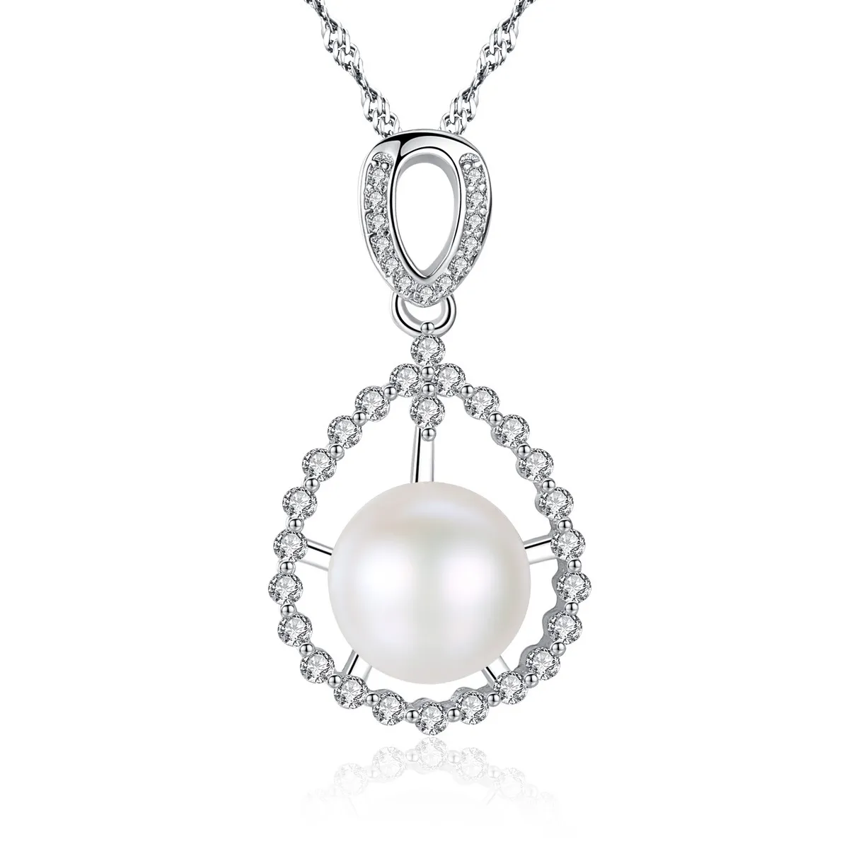Jóias de pingente de pérola jóias de moda européia feminino micro set zircon S925 Colar de colar de prata requintado Cadeia de colar