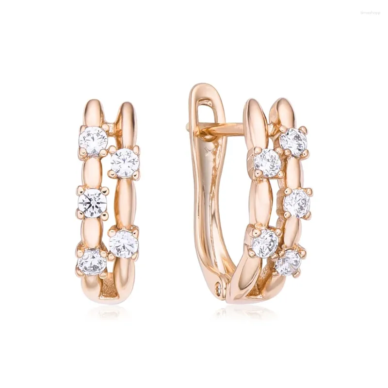 Boucles d'oreilles Dckazz 2023, tendance, Punk, incrustation brillante en Zircon, couleur or Rose, bijoux de fiançailles pour femmes, 585