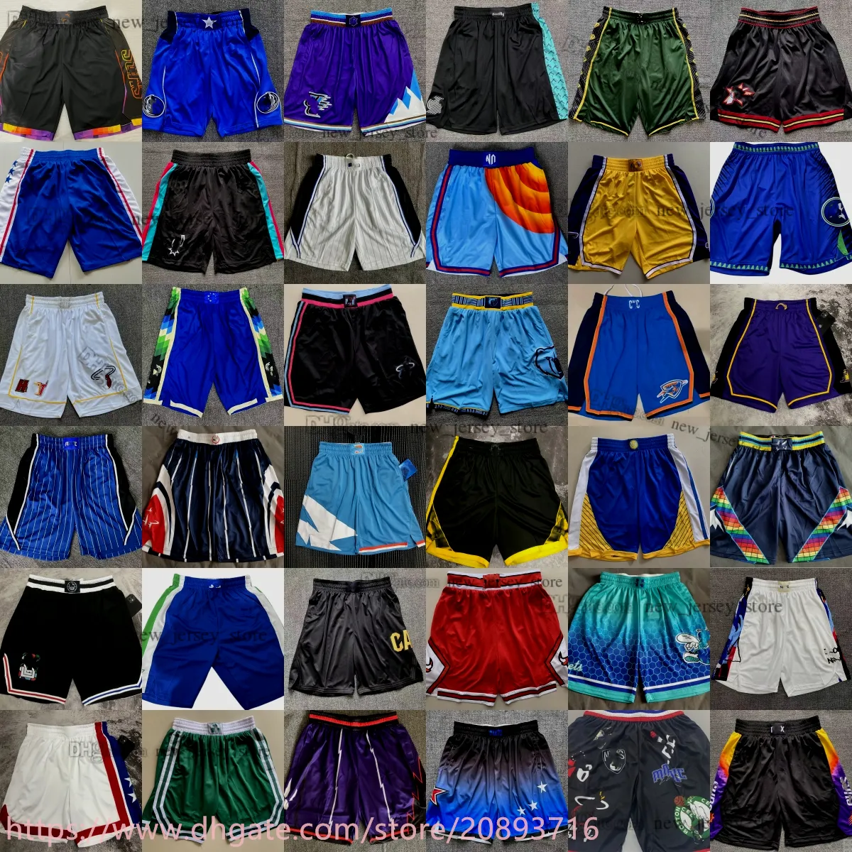 Gedrukte 2023 Nieuwe Stad Basketbal Pocket Shorts Topkwaliteit Zakken Broek Wit Zwart Rood Blauw Groen Paars Sport Korte Heren Maat XS-XXL