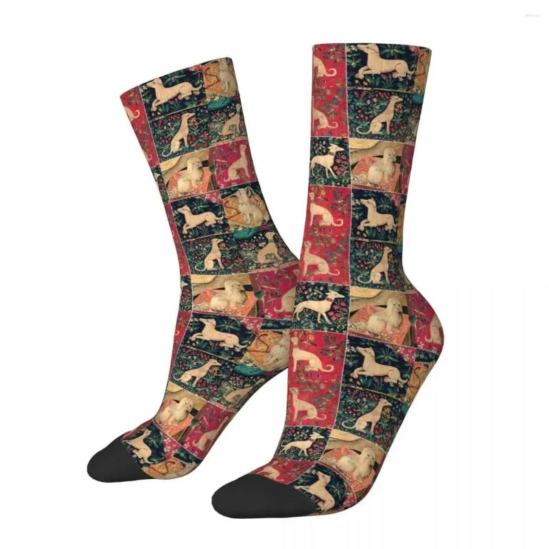 Calcetines para hombres Invierno Cálido Moda Mujeres Hombres Retro Perro Collage Renacimiento Animal Perros Sudor Absorción Baloncesto