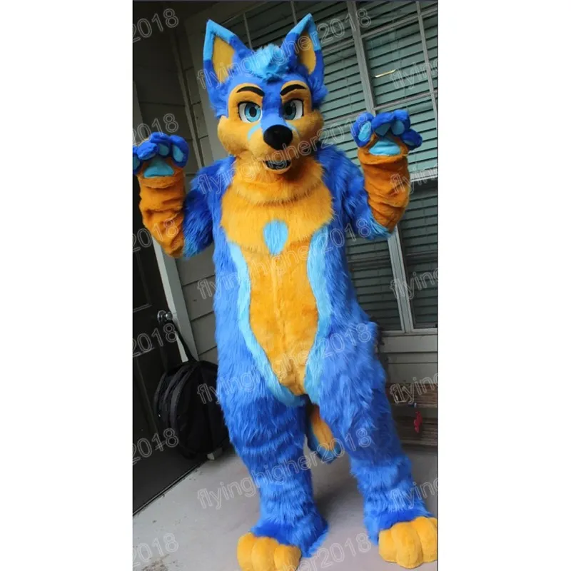 Halloween Blue Fox Dog Fursuit Mascot Costume Adult Size Cartoon Anime theme character Carnival Men Women Dress Christmas Fancy Performance Party Dress