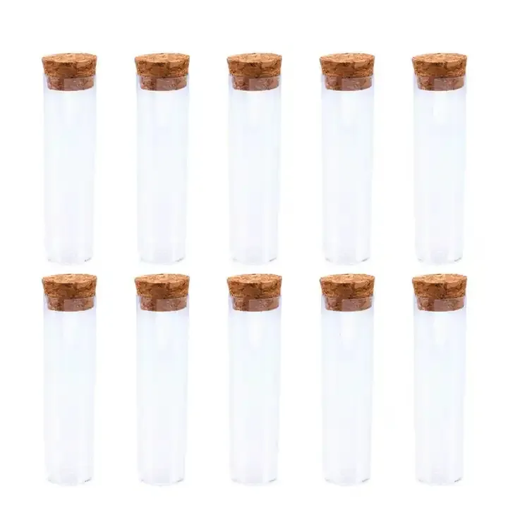 10ml Small Test Tube with Cork Stopper Glass Spice Bottles Container Jars 24*40mm DIY Craft Transparent Straight Glass Bottle u0324