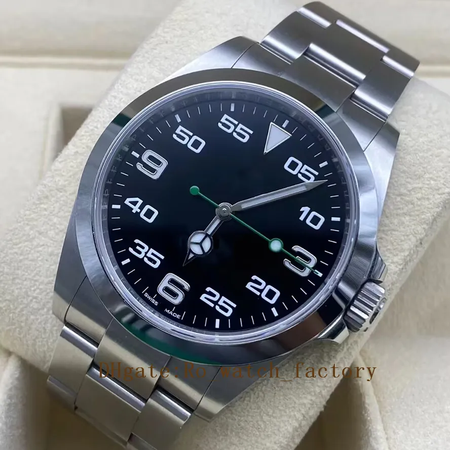 2023 فاخرة رجال Air King Watch New 126900 Full Condition Dial أسود 40 مم ساعة ميكانيكية مقاومة للماء