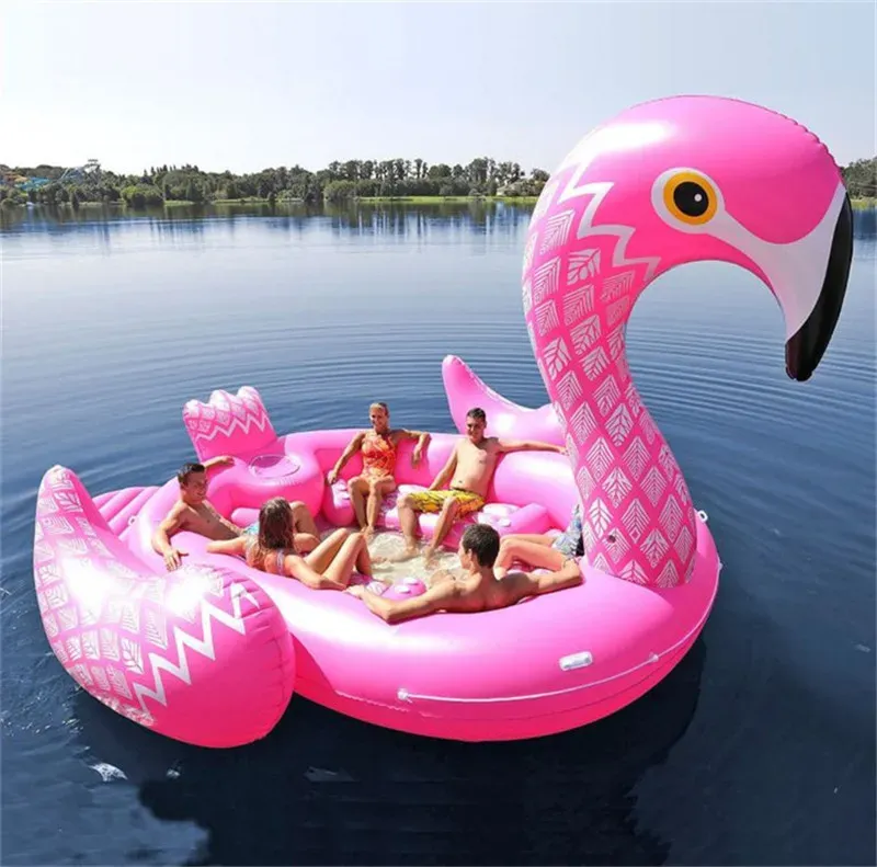 Giant Inflatable Flamingo Pool Float: 5M Unicorn Party Island For