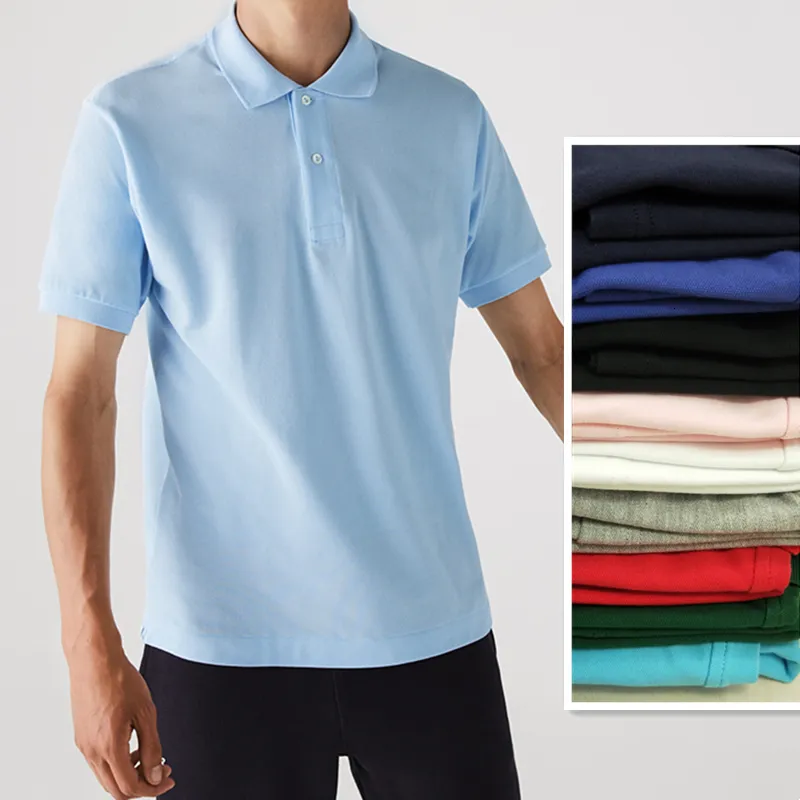 Polos pour hommes Polo en alligator pour hommes d'été de haute qualité 100% coton mode décontractée soutien-gorge de couleur unie classique haut pour hommes 230412