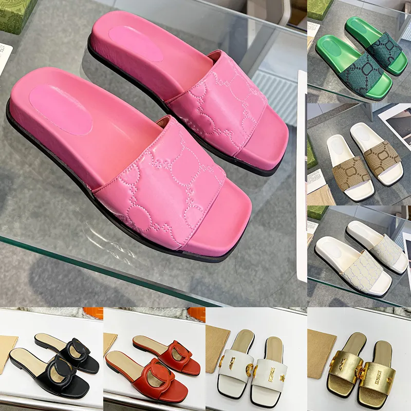 2023 chinelos de verão para mulheres senhoras moda marcas de luxo slides apartamentos letras florais twog saltos baixos sliders por tecido de couro mules pantoufle