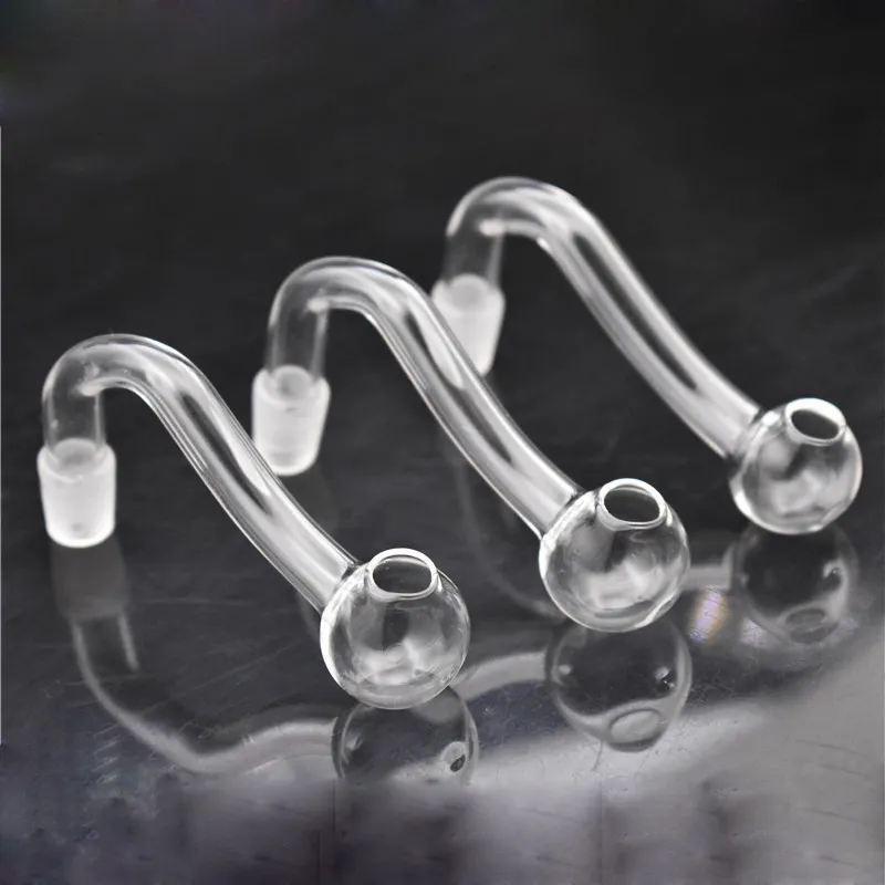 10pcs Curved Glass Oil Burner Pipe Smoking Pipes 10mm 14mm 18mm Male Female for Rig Water Bubbler Bong Adapter Tobacco Nail Bent Shape Design Banger Oil Nails