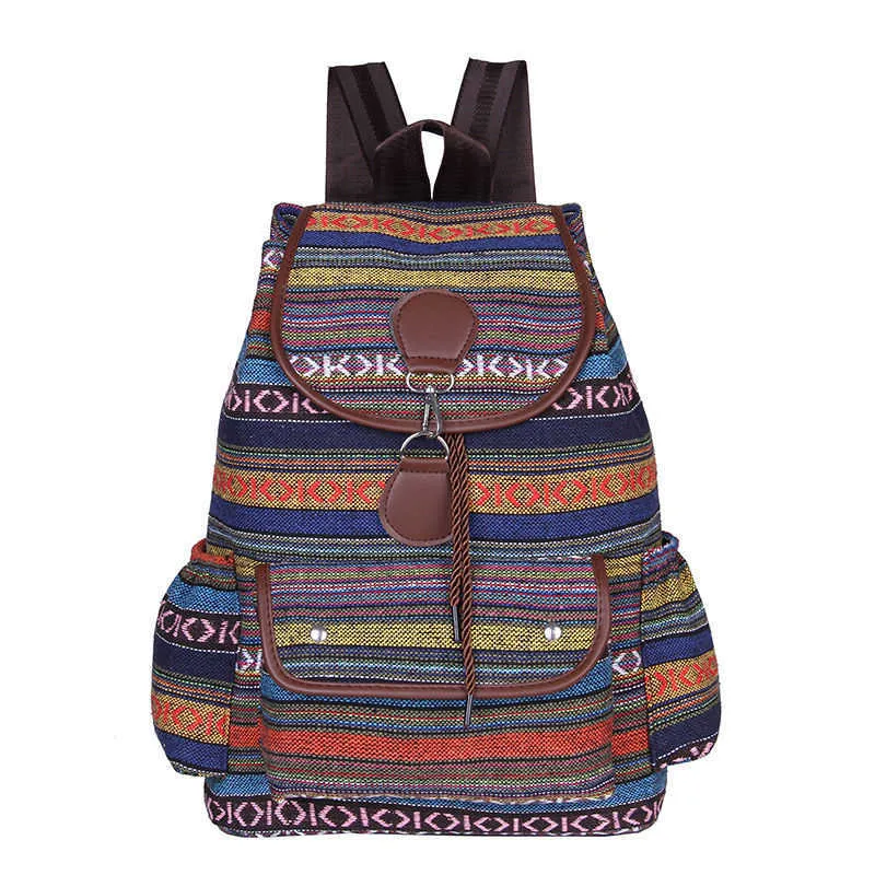 Travel Cotton Canvas Backpack Backs Bohemian рюкзаки Сумка для женщин бесплатно бросающая судоходство 230412