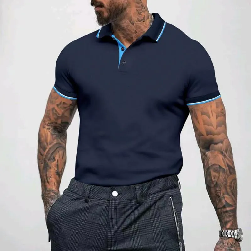T-shirts pour hommes Polo boutonné d'été à manches courtes T-shirt de sport uni T-shirt décontracté à séchage rapide Blouse respirante