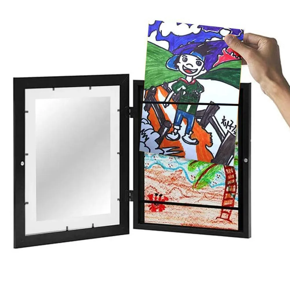 Picture Frames A4 Children Wooden Rectangle Art Home Decor For Kids Drawing Projects work 25x34cm 230411