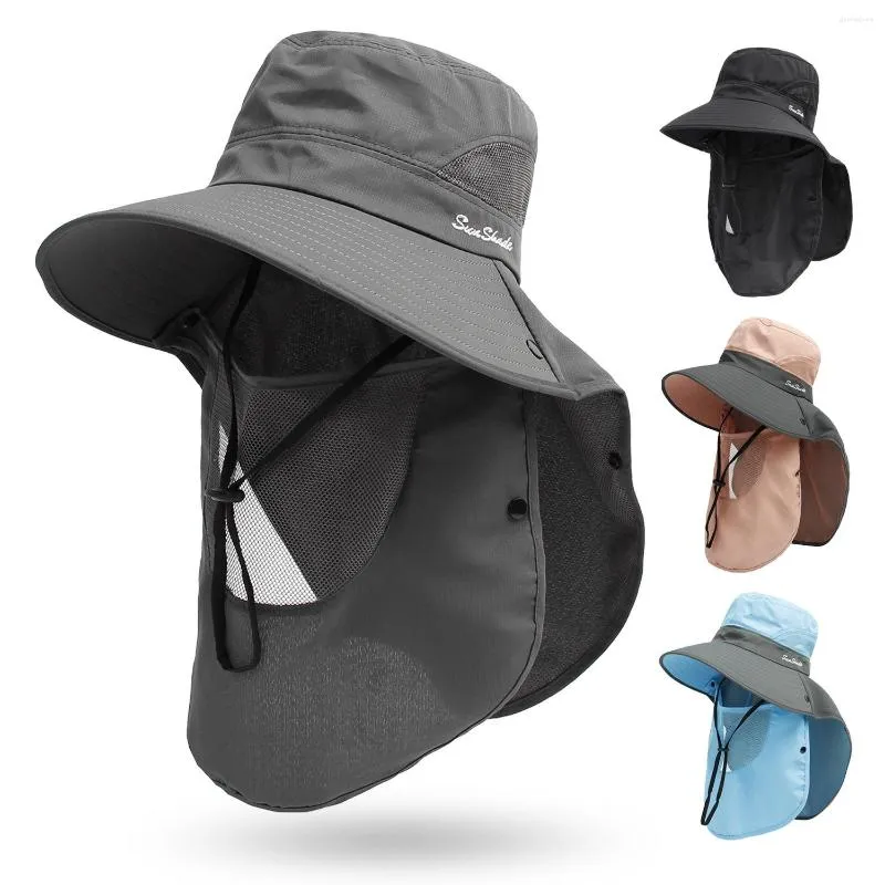 Szerokie brzegowe czapki kobiety słoneczne krem ​​przeciwsłoneczny Visor Outdoor UV Protection Składana czapka rybacka z wyjmowaną klapą