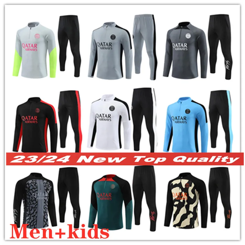 2023 2024 Psges Tracksuit Men Football Training Suit 22 23 24 Tuta Maillot Jersey Jacket Kit Paris Mbappe Kids Soccer Tracksuits Jogging Surser