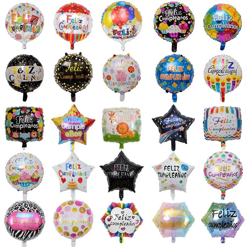 50 Stück 18 Zoll neue spanische Heliumfolie Feliz Cumplea OS Ballons Globo Happy Birthday Dekor Roségold rund Großverkauf 1027302Y