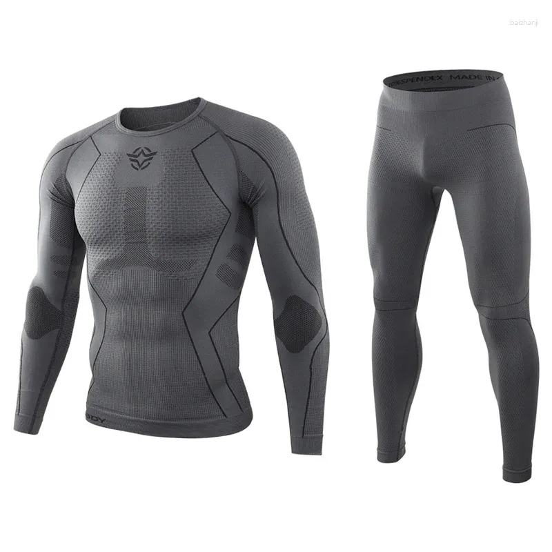 Intimo termico da uomo Set invernali da uomo Quick Dry Stretch Traspirante Thermo Training Ciclismo Escursionismo Fitness Mutande lunghe Abbigliamento maschile