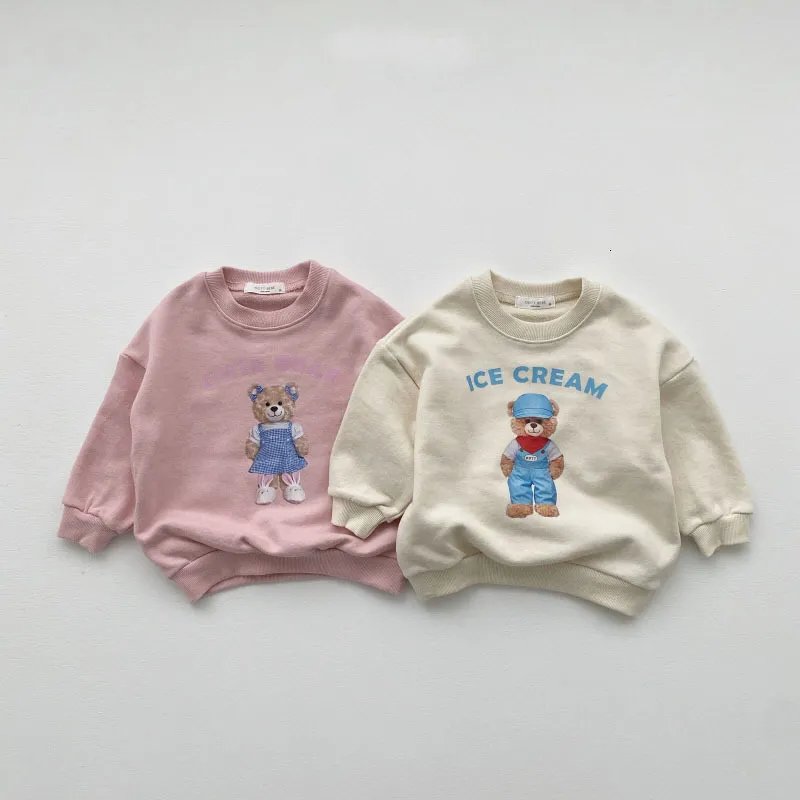 T-shirts Autumn and Winter Cute Baby Bear Bottom Shirt for Children and Boys Cartoon Print Long Sleeve T-shirt for Girls Fashion Cotton Top 230412