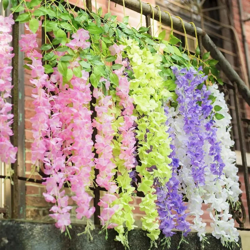 Artificial Flower String White Wisteria Artificial Flower Garland Hanging Vines, Fake Wisteria ...