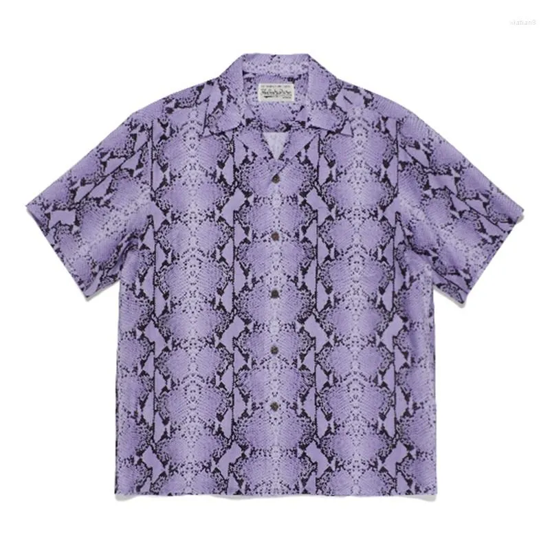 Chemises décontractées pour hommes Serpent Motif 2023 WACKO MARIA Mode Chemise Hommes Qualité Hawaïenne Femmes High Street Tee À Manches Courtes Vêtements Pour Hommes