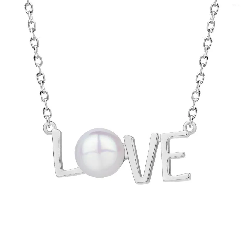 Chaines 925 Collier de chaîne en argent sterling mode Romantic Valentin Day Bijoux Cadeaux pour les femmes Love Pearl Trendy