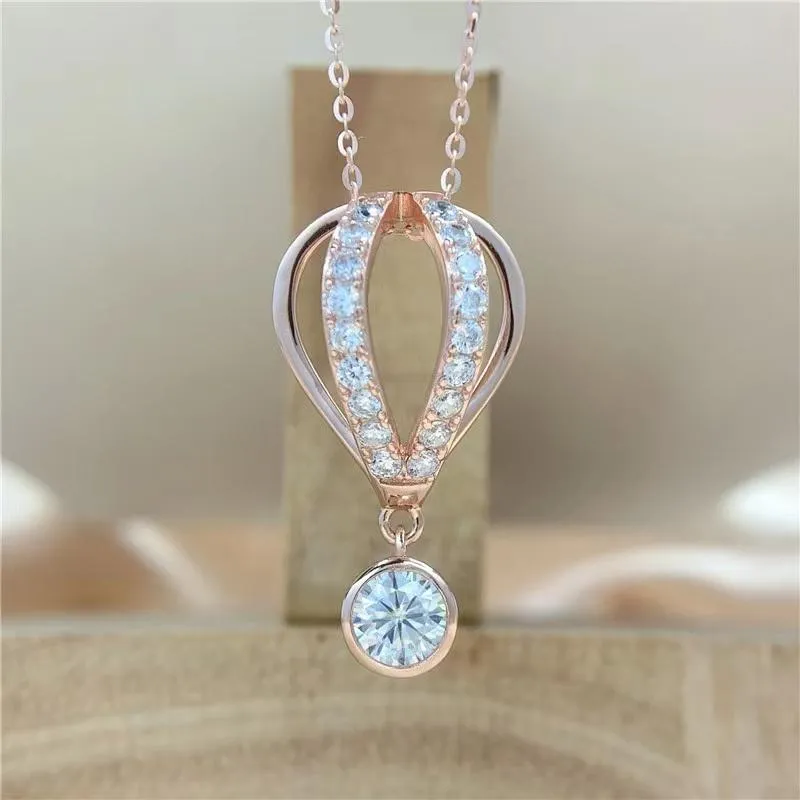 Pendant Necklaces Iced Moissanite Air Balloon Necklace Women S925 Silver Lab Diamond Ins Jewelry Collares Gift Rose Gold FilledPendantPendan