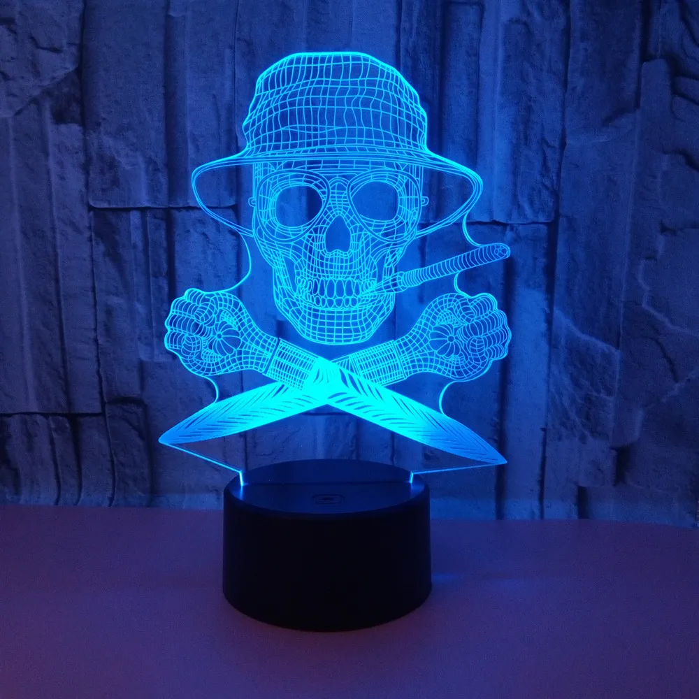 Lâmpadas Sombras do Halloween Skull LED Night Light for Room Decor Gift Kids Kids Touch Colorido Table 3D Luzes de cabeceira 230411