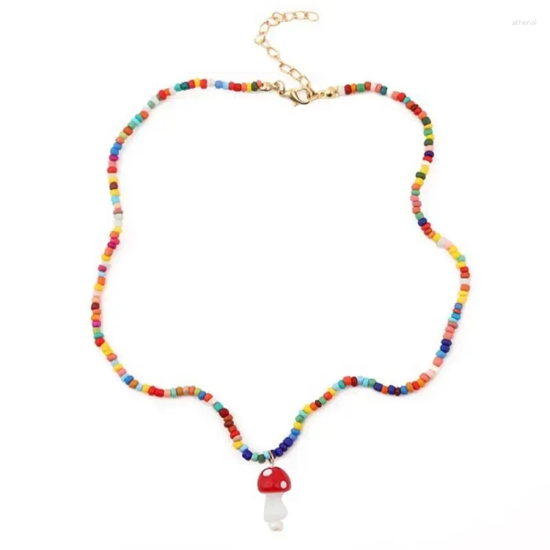 Ожерелья с подвесками 2023, модные украшения из бисера, подвесное ожерелье, регулируемый гриб, нить из бисера для женщин