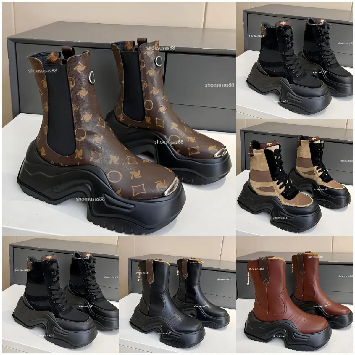 Designer Boots Archlight 2.0 Platform Enkellaars Dames Kalfsleer Luxe Woestijnlaarzen Comfortabele Martin-laarzen met dikke zool