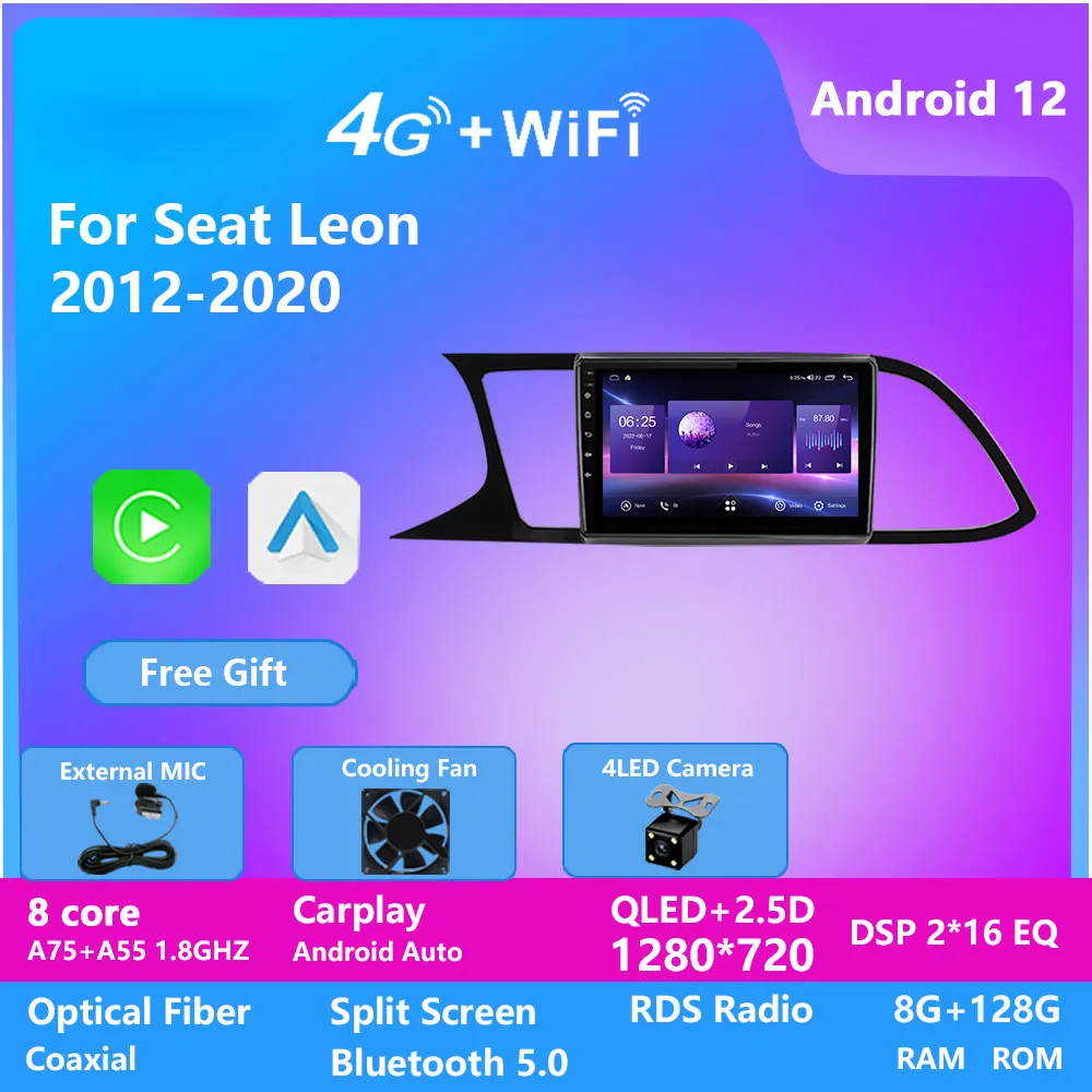 Android Video Carodeo Radio z kamerą GPS WIFI nawigacja automatyczna radio multimedia wideo ekran dotykowy DVD CAR Player dla Seat Leon 2012-2020