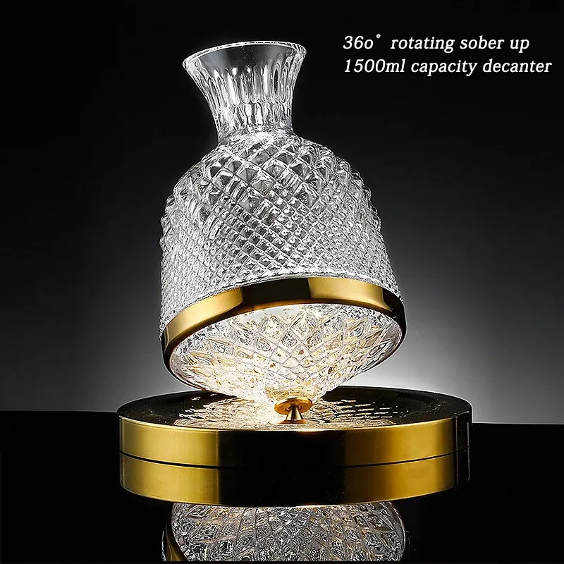 Bar Tools Decanter 360 Rotating Tumbler 1500ml Dispenser Crystal Glass ...