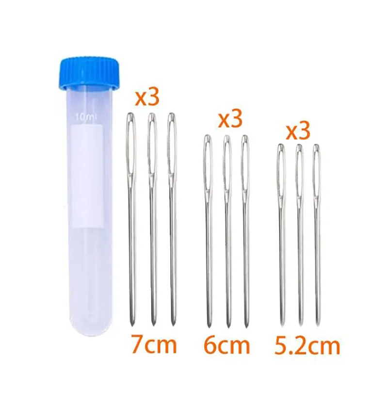 Large-Eye Needles Steel Yarn Knitting Sewing Needles Darning Needle Clear Storage Tube