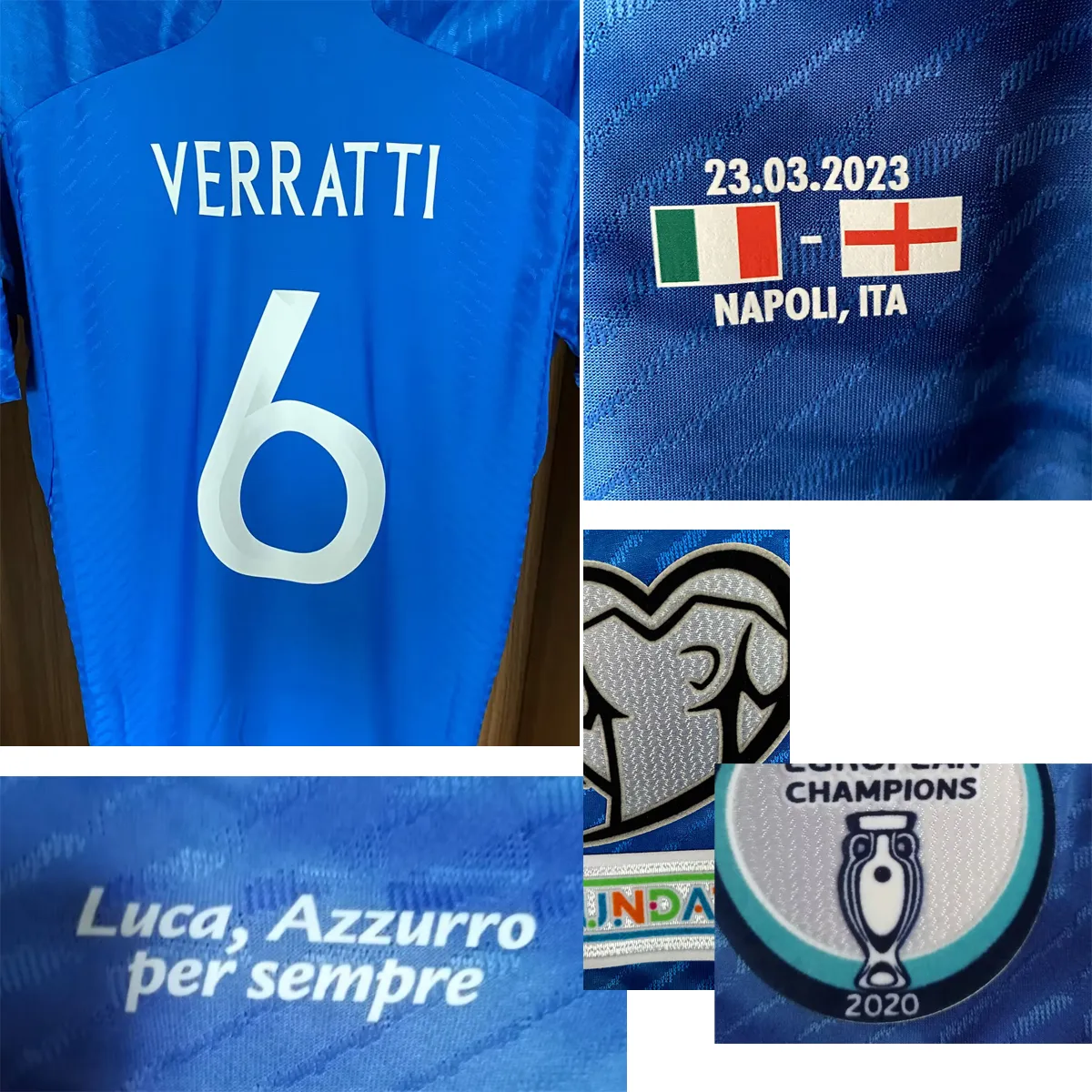 American College Football Wear 2023 Italyy Maillot Luca Azzurro Per Semper Verratti Barella Spazzola Jersey med full sponsor