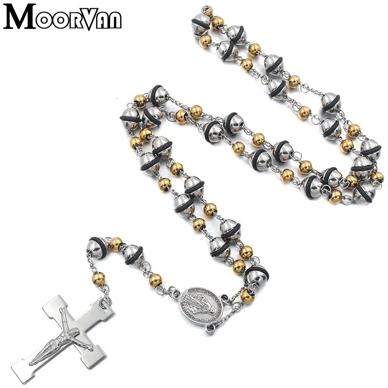 Pendant Necklaces Christmas gift women's necklace trendy link chain bead stainless steel rosary necklaces religious jewelry for men hiphop 231110