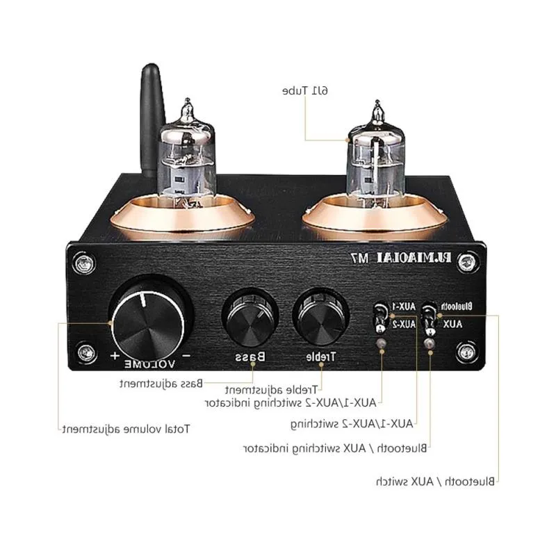 Bluetooth 6J1 チューブプリアンプ付き HiFi チューブアンプ ホーム 