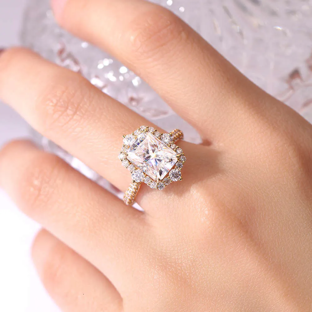AAA Gems Custom Made Luxury 7.5x10mm 3CT VVS Moissanite Diamond Real 14K Solid Gold Engagement Wedding Rings For Women