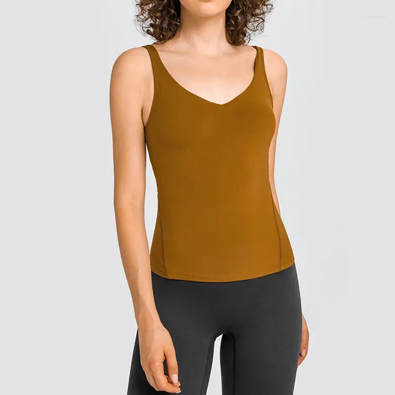 Traje de yoga con logotipo Alinear hasta la cintura Camiseta sin mangas Mujer Sujetador deportivo Acolchado Chaleco de fitness de verano Ropa deportiva de entrenamiento para mujer Ropa de gimnasia femenina