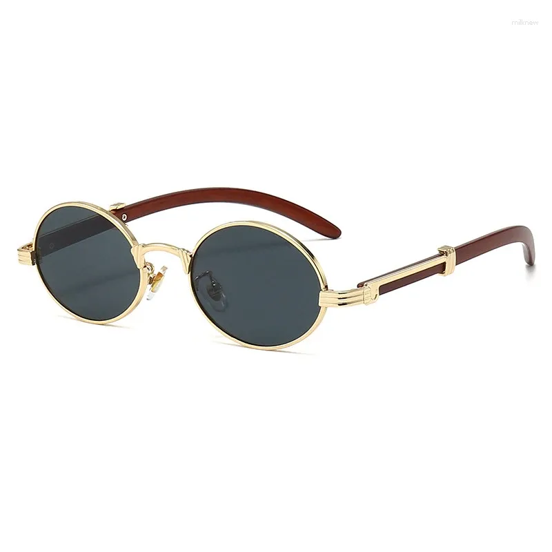 Sonnenbrille Retro Holzmaserung Europäische und amerikanische Männer Frauen Ovale Rahmenbrille